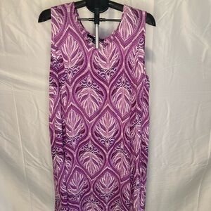Denim 24/7 Purple and Pink Patterned Midi Dress